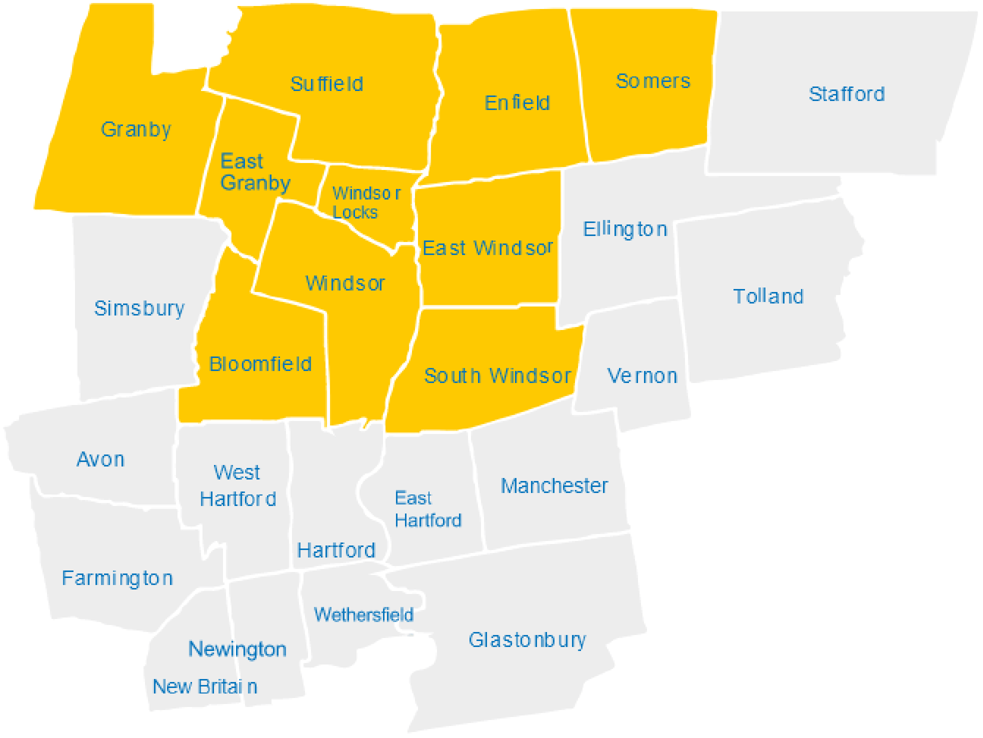 Map of service area by Nutmeg Sernior Riders